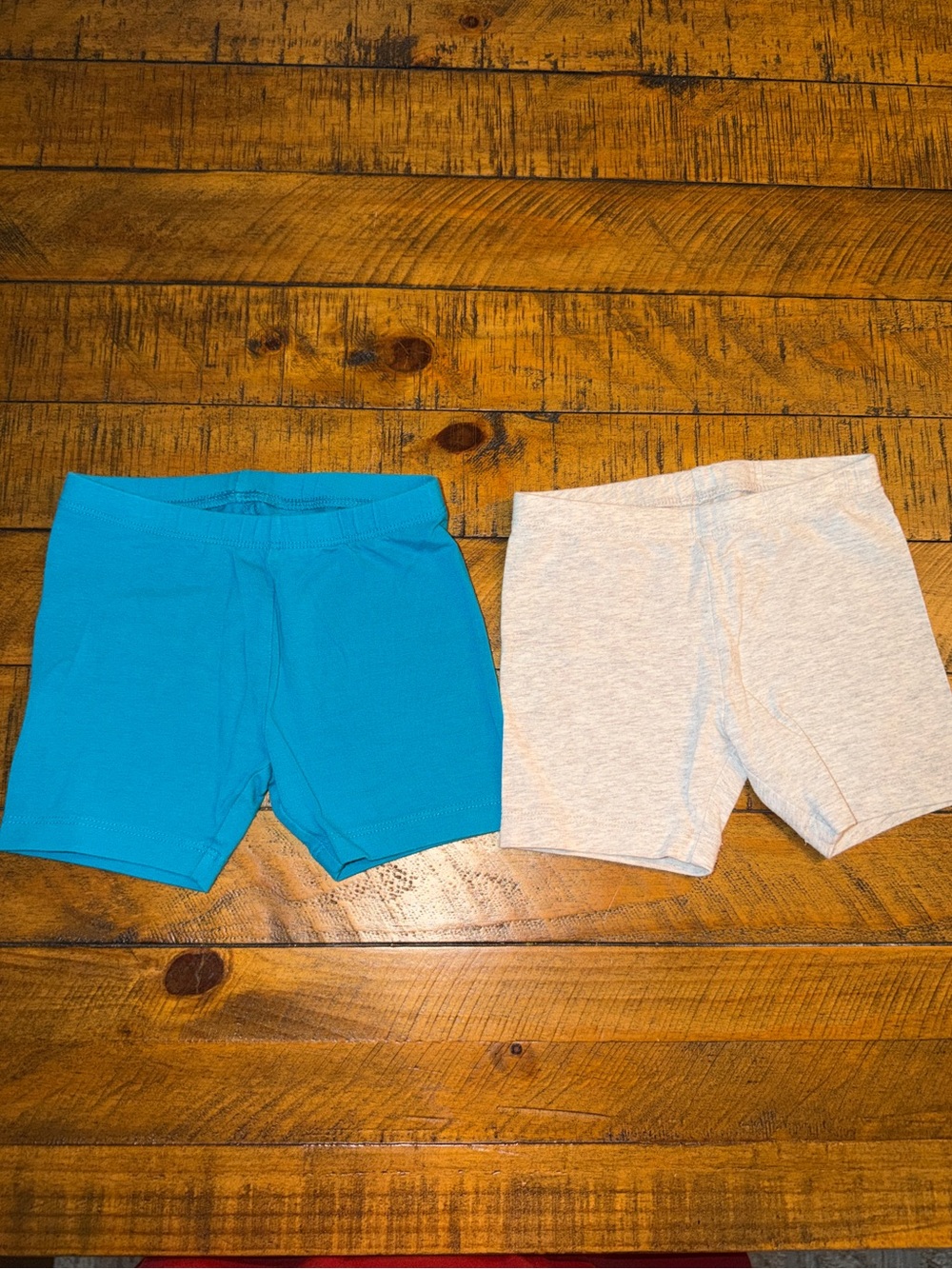 Toddler Girl Stretch Bike Shorts - Blue and Light Gray